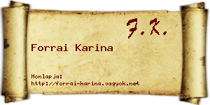 Forrai Karina névjegykártya